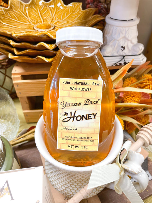 Local Yellow Brick 1 Pound Glass Jar Honey