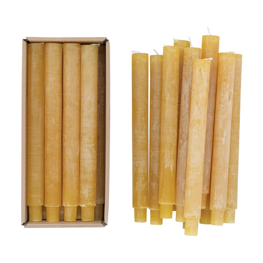 10" Honey Color Unscented Powder Taper Candles (2)