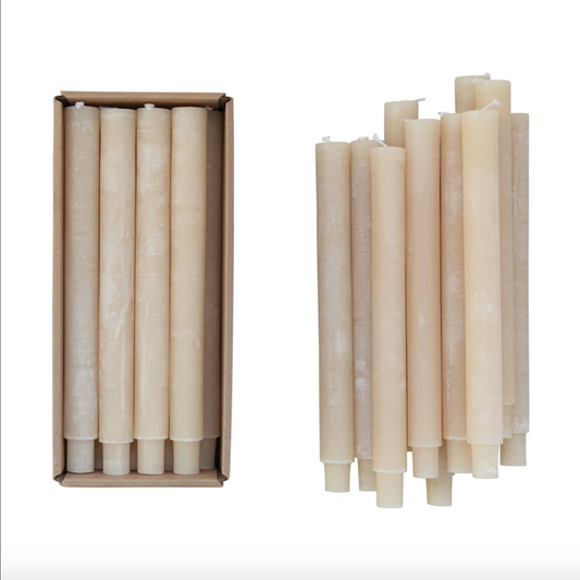 10" Cream Color Unscented Powder Taper Candles (2)