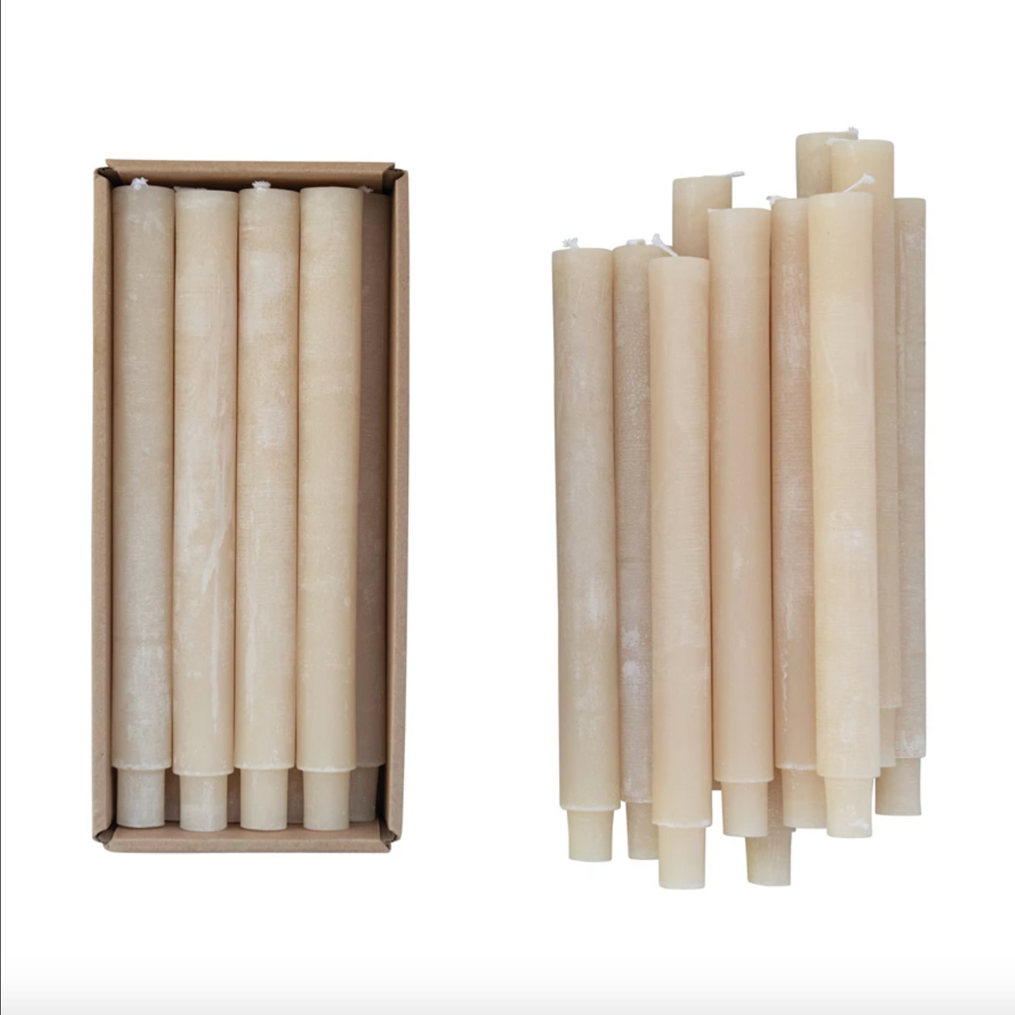 10" Cream Color Unscented Powder Taper Candles (2)