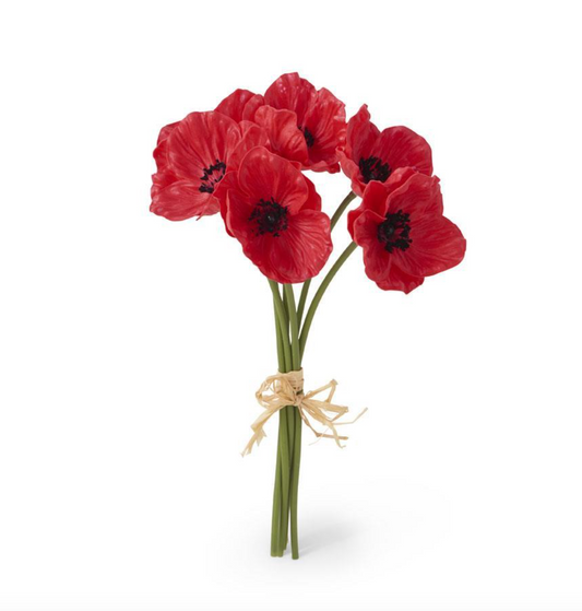 11 Inch Red Real Touch Mini Poppy Bundle