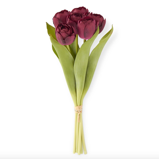 13 Inch Deep Red Real Touch Tulip Bundle