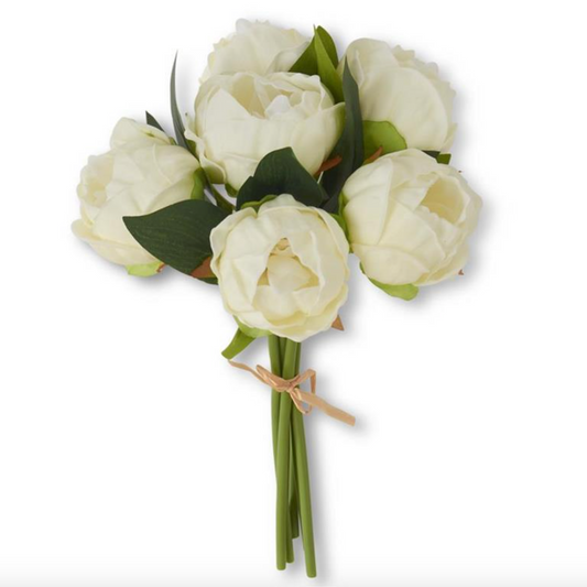 12 Inch White Real Touch Peony Bundle