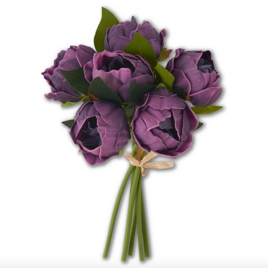 12 Inch Purple Real Touch Peony Bundle