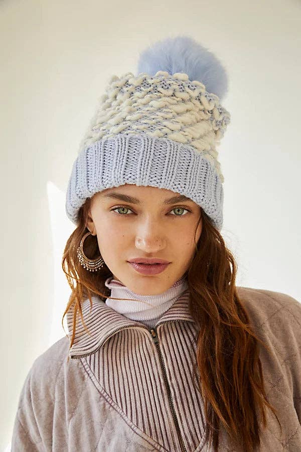 Harmony Faux Fur Beanie: Beige