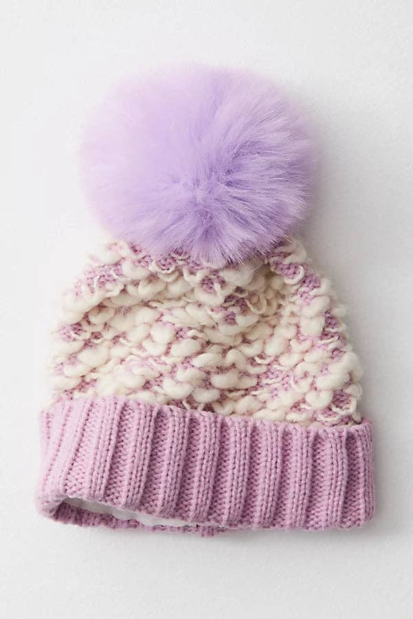 Harmony Faux Fur Beanie: Beige