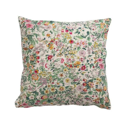 18" Floral Cotton Pillow