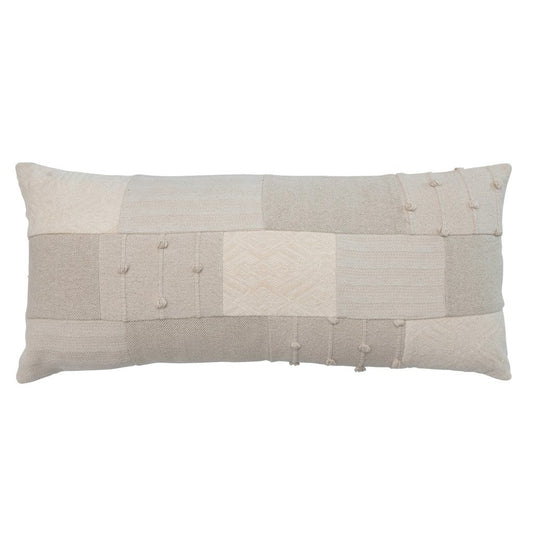 36" x 16" Chambray Patchwork Lumbar Pillow