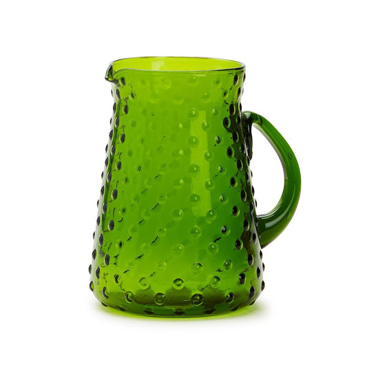 Green Recycled Glass Hobnail Pitcher
