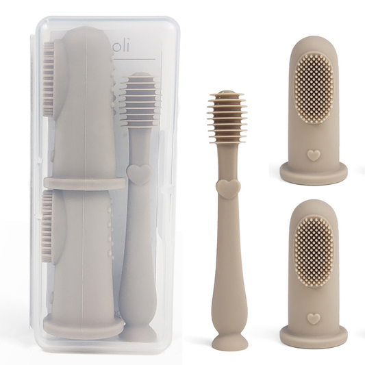 Sand - Baby Finger Toothbrush & Tongue Cleaner Oral Set