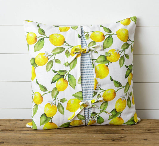 Lemon Seersucker Stripes Pillow With Slip
