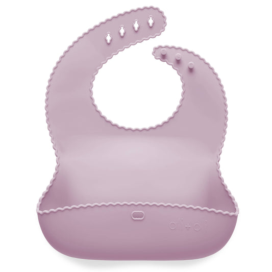 Lilac - Silicone Roll Up Bib for Baby - Wavy Edge