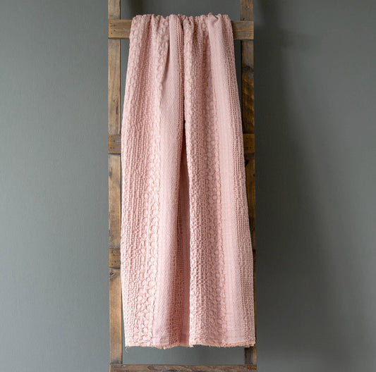 Faded Coral Waffle Throw Blanket