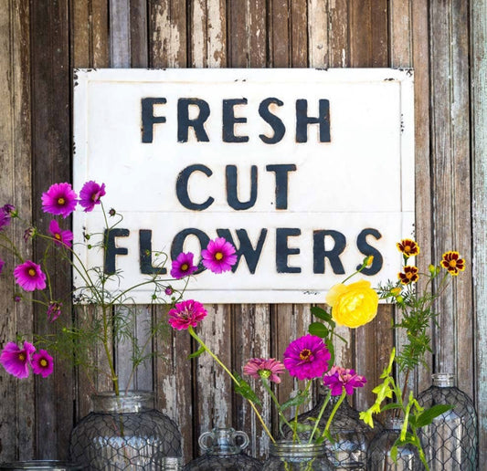 Metal Fresh Cut Flowers Sign