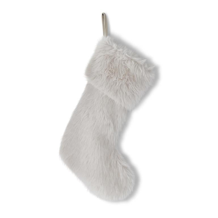 22 Inch White Faux Fur Stocking