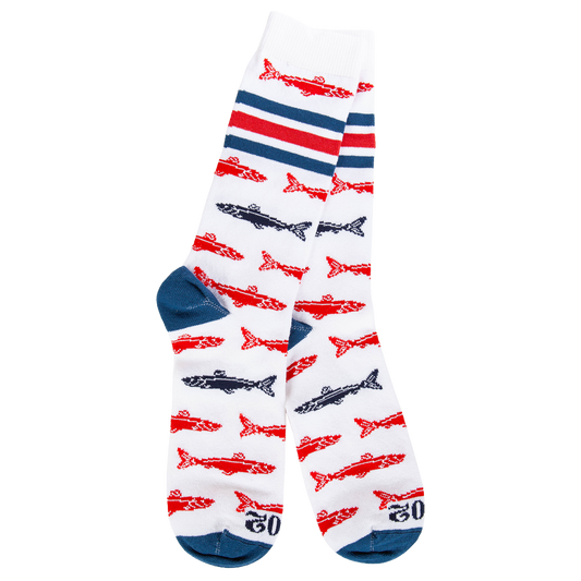Men's Americana Series Crew Socks - Fish