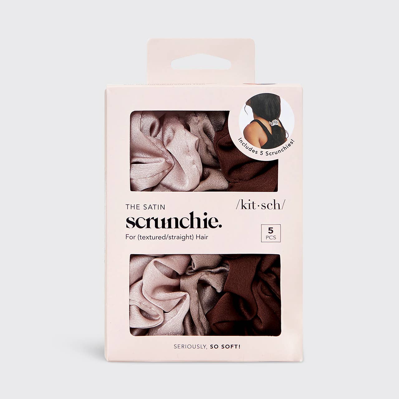 Satin Sleep Scrunchies 5pc- Cameo