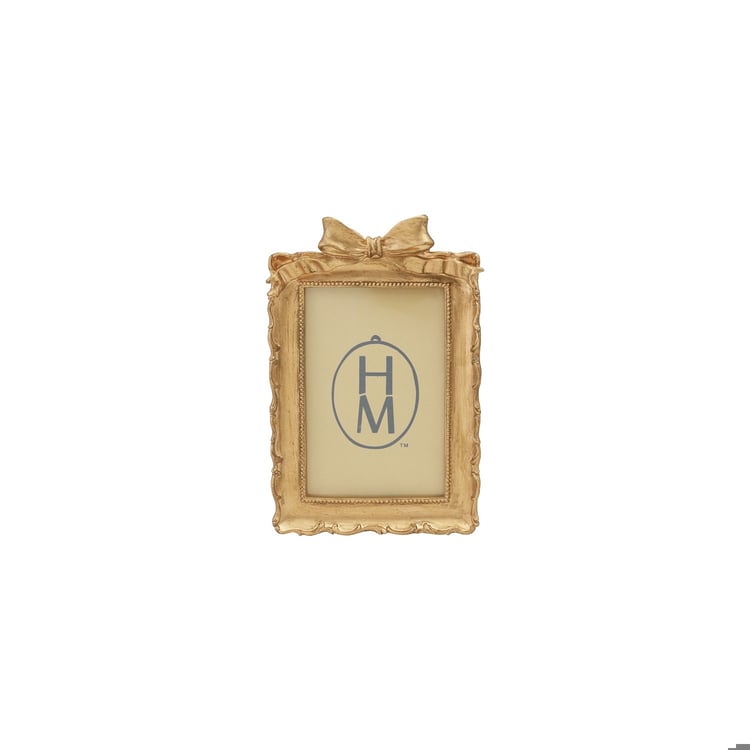 Gold RECTANGLE  Resin Photo Frame with Bow