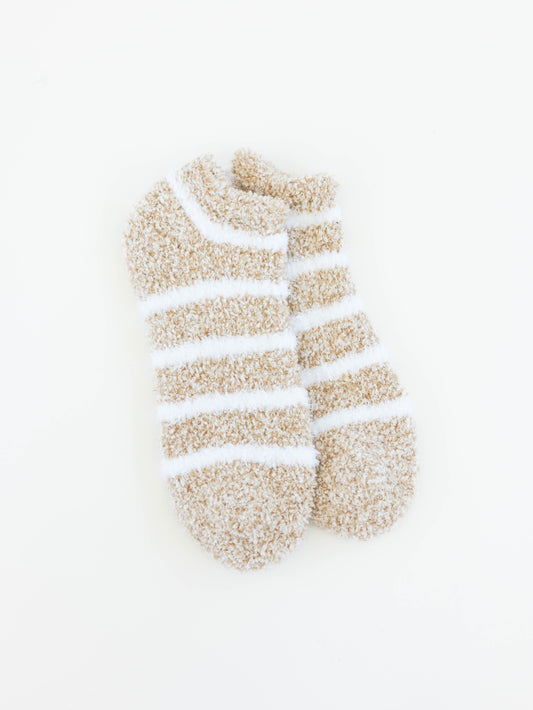 Cozy Low Socks - Heather Oatmeal Stripe