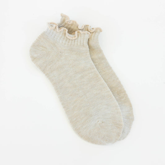 Low Ruffle Socks - Heather Oatmeal