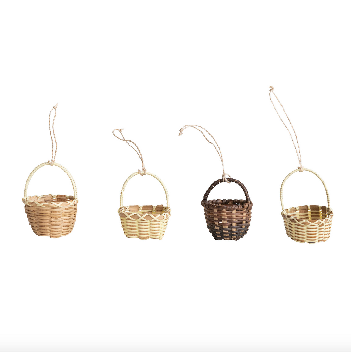 3"H Natural Wicker Basket Ornament Assorted