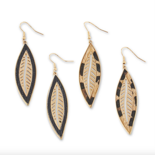 Leaf Earrings - Dark