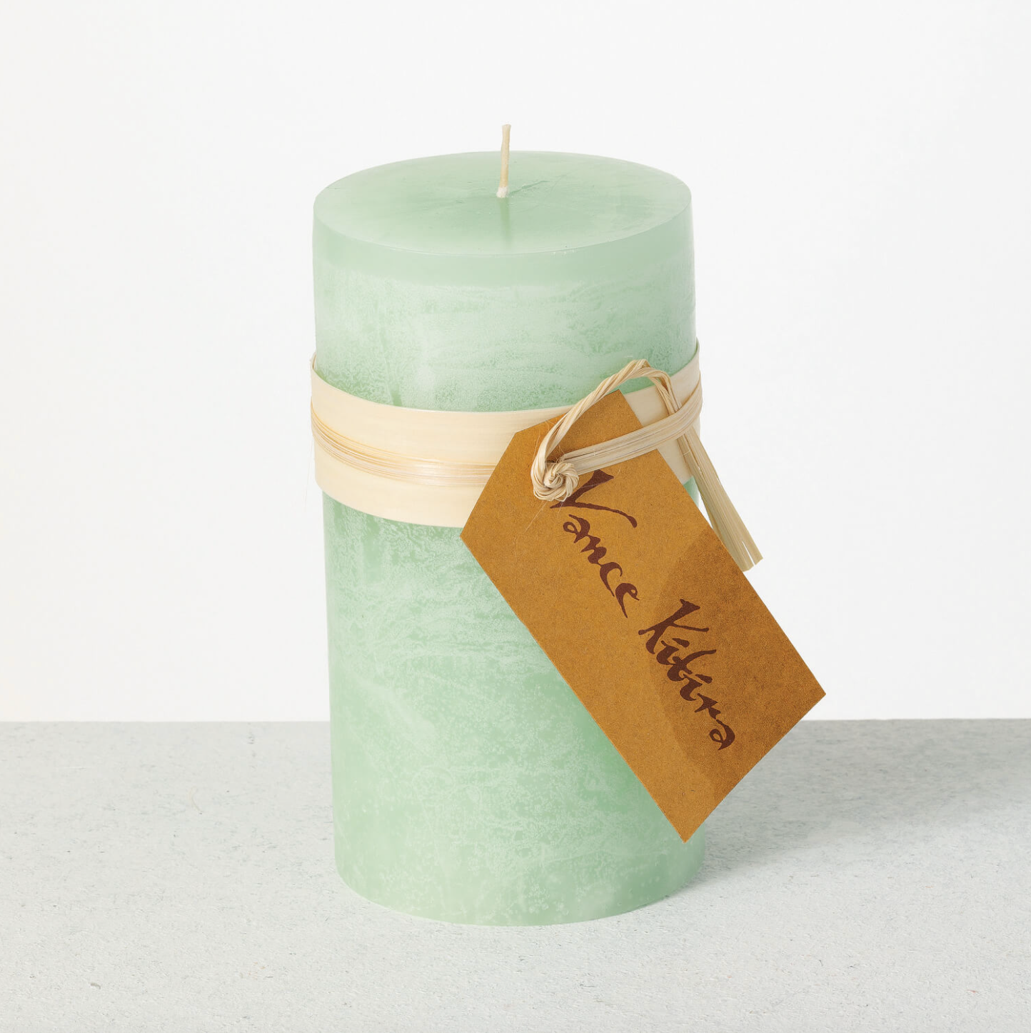 AQUA TIMBER PILLAR CANDLE