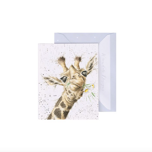 Giraffe Holding Flowers Mini Card
