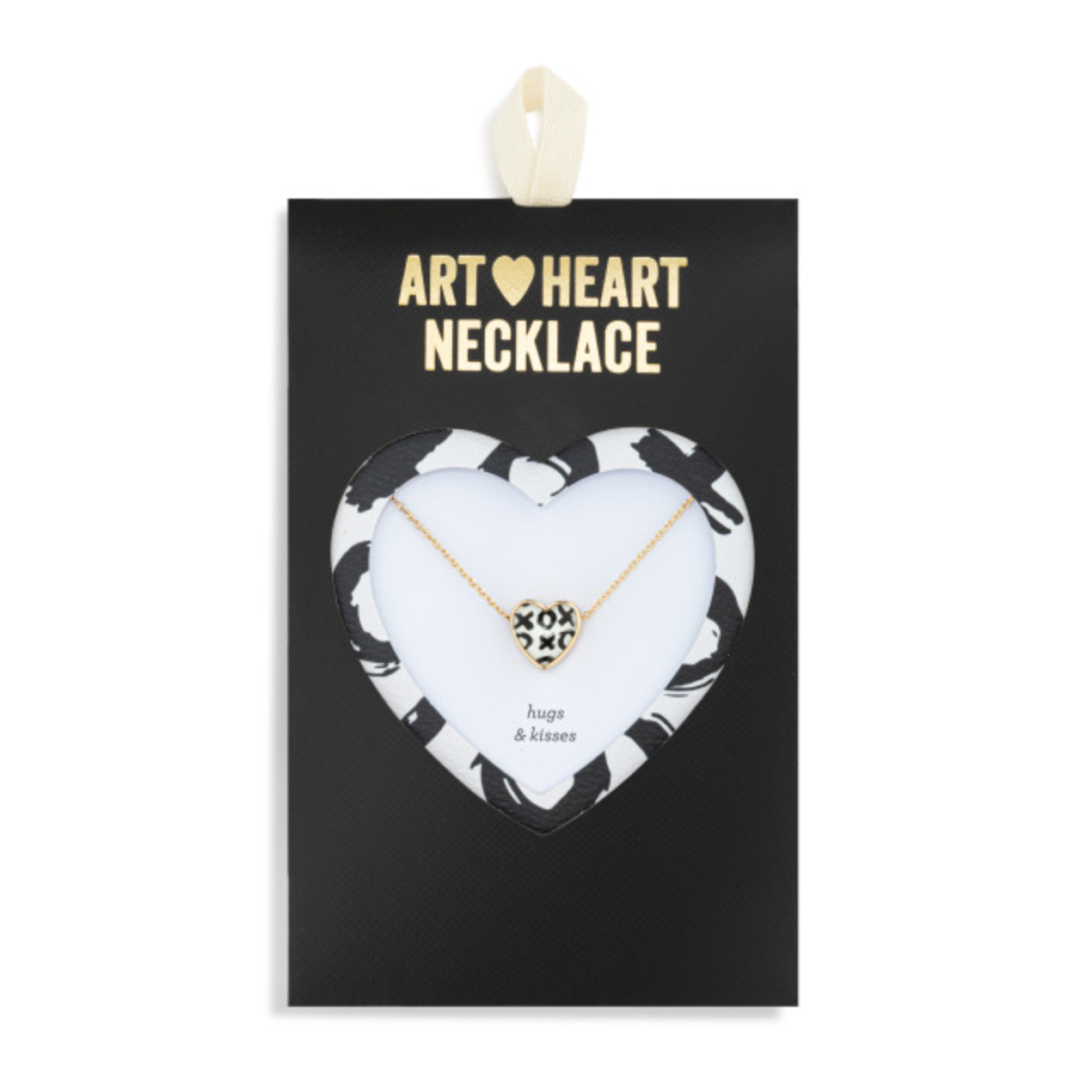 Art Heart Necklace - Hugs & Kisses