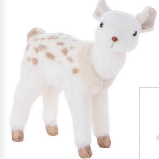 10" White plush Spotted Fawn