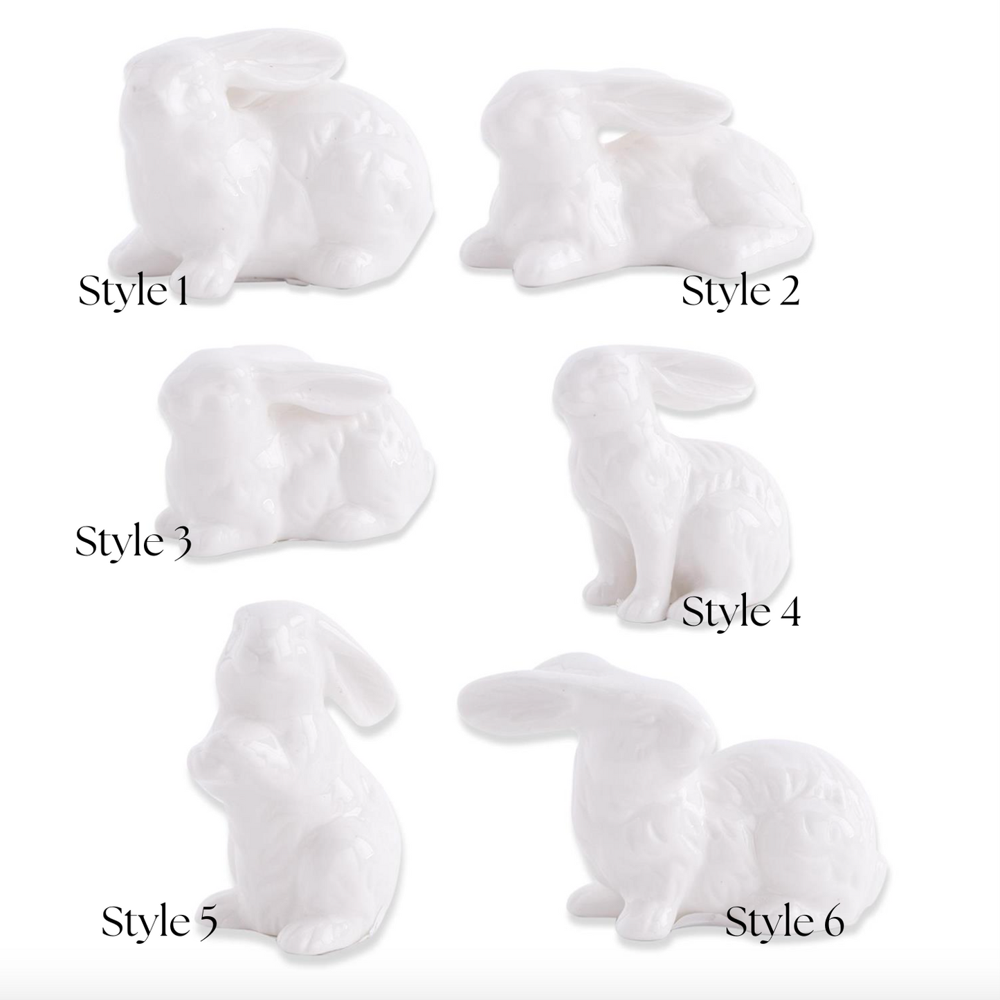 2.75 Inch Assorted White Porcelain Bunnies