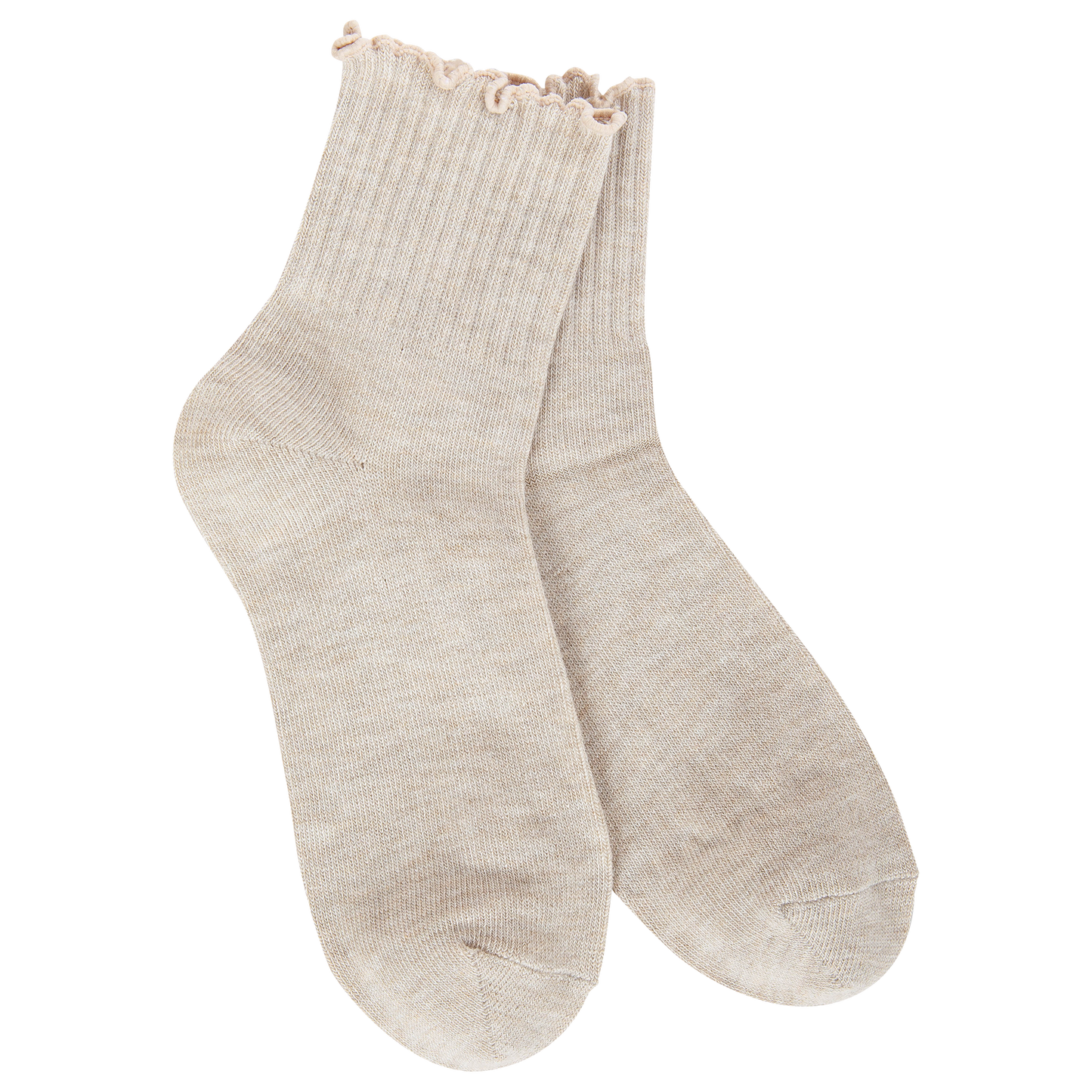 Weekend Quarter Ruffle Socks - Heather Oatmeal