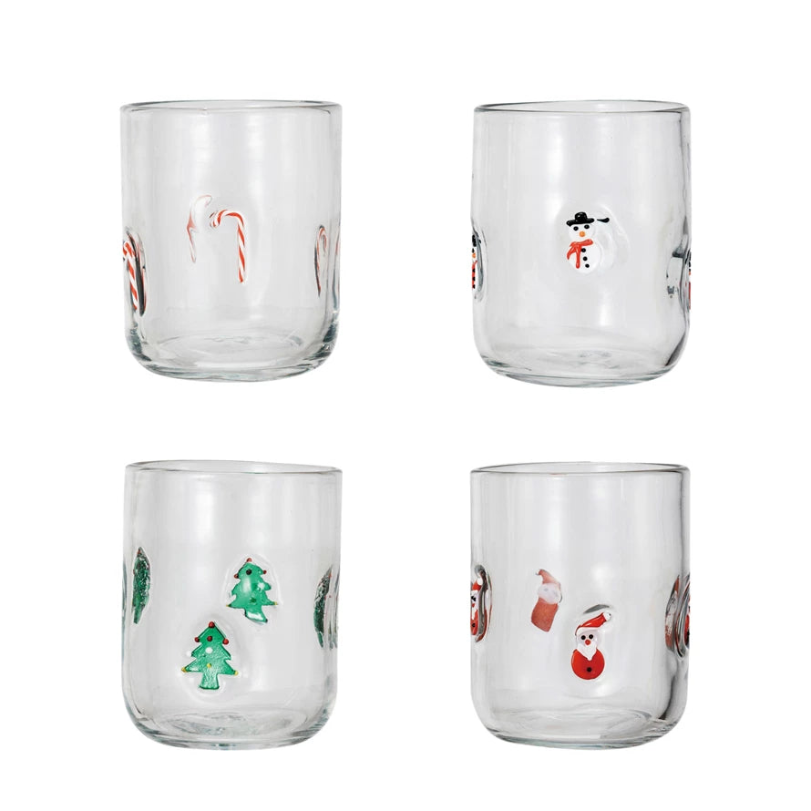 16 oz. Holiday Drinking Glass with Embedded Icon Pattern