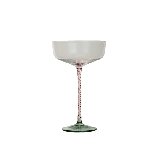 10 oz. Stemmed Coupe Glass - Pink Stem & Green Base