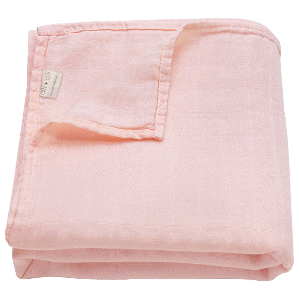 Muslin Swaddle Blanket (Soft Pink)