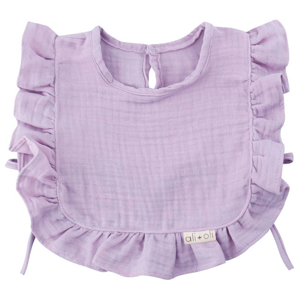 Soft Lilac - Muslin Cotton Ruffle Baby Bib