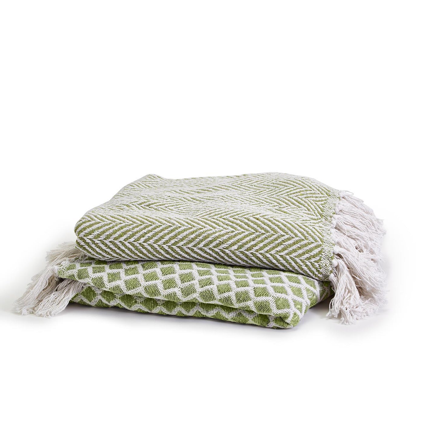 Countryside Comfort Green Throw with Fringe