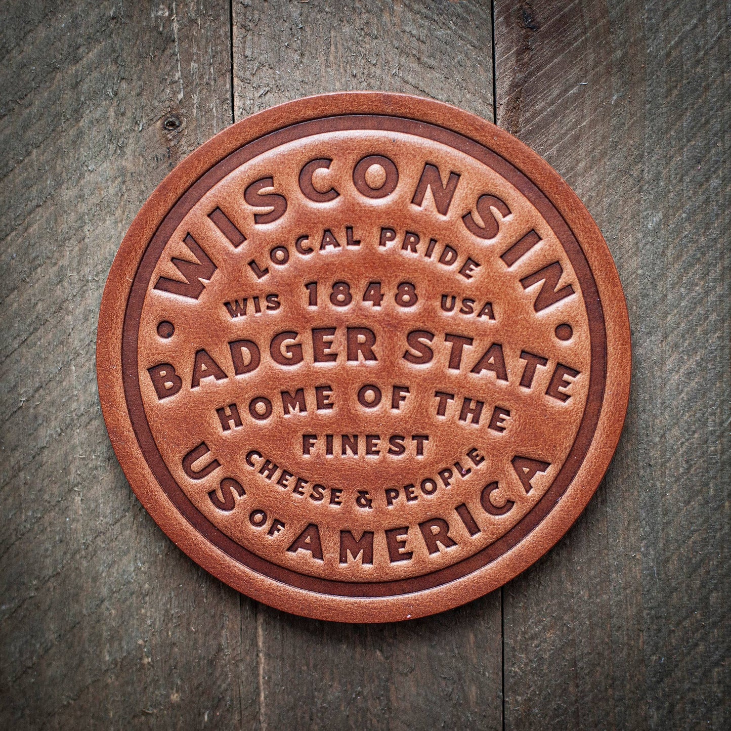 Wisconsin Leather Coaster