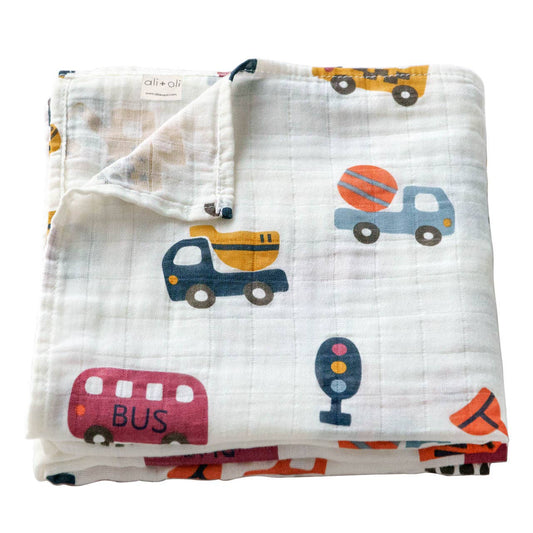 Trucks Muslin Swaddle Blanket