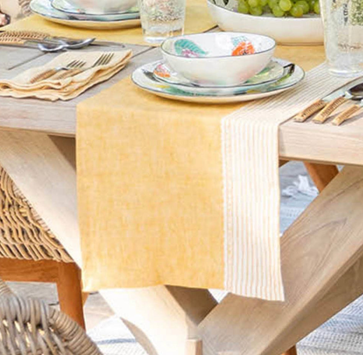 Yellow Linen Kitchen Table Runner